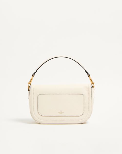 Valentino Garavani - Valentino Garavani Alltime Grainy Calfskin Shoulder Bag - Ivory - Woman - Shoulder Bags